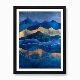 Blue And Gold Mountains 4 Art Print