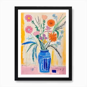 Flower Painting Fauvist Style Cornflower 2 Art Print