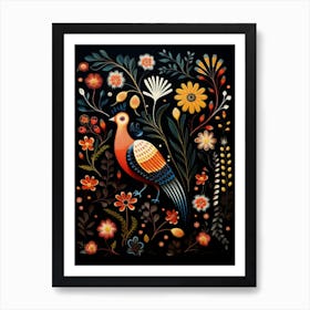 Folk Bird Illustration Partridge 3 Art Print