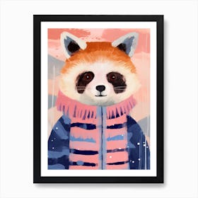 Playful Illustration Of Red Panda Bear For Kids Room 3 Art Print