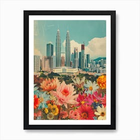 Kuala Lumpur   Floral Retro Collage Style 3 Art Print