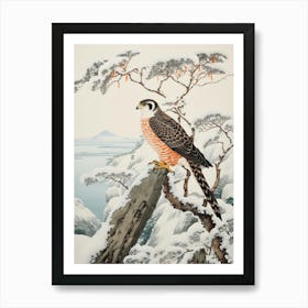 Winter Bird Painting Falcon 2 Art Print