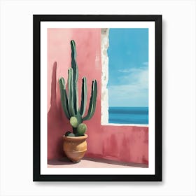 Cactus In Front Of Window Art Print