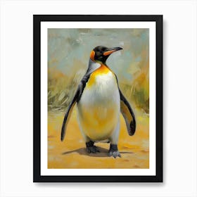 African Penguin King George Island Oil Painting 2 Art Print