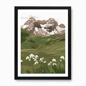 Mountains And Flowers Art Print