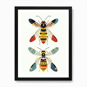 Colourful Insect Illustration Yellowjacket 8 Art Print