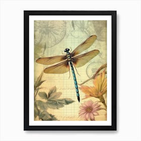 Dragonfly Wetlands Illustration  1 Art Print