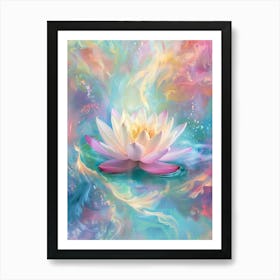 lotus flower swirling colors of light 3 Art Print