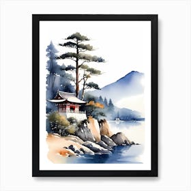 Japanese Landscape Watercolor Painting (73) Art Print