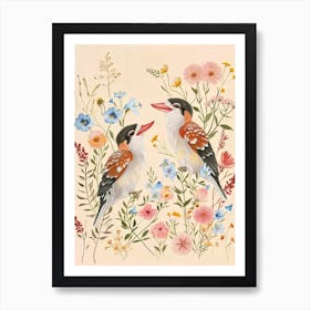 Folksy Floral Animal Drawing Bird 4 Art Print