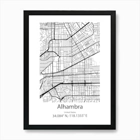 Alhambra,United States Minimalist Map Art Print