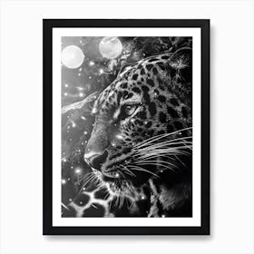 Black And White Leopard In The Jungle Art Print