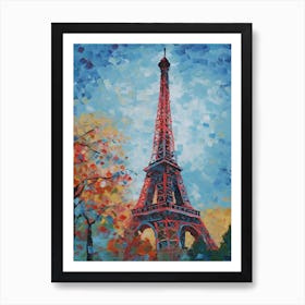 Eiffel Tower Paris France David Hockney Style 7 Art Print