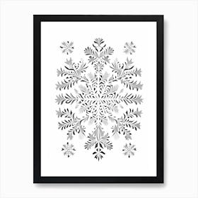 Cold, Snowflakes, William Morris Inspired 2 Art Print