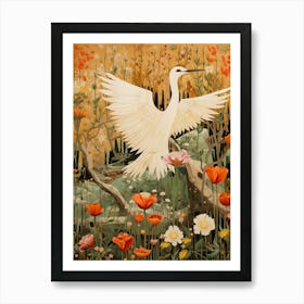 Egret 2 Detailed Bird Painting Art Print