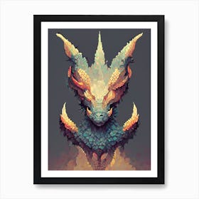 Dragon Head Fire Pixel Art Art Print