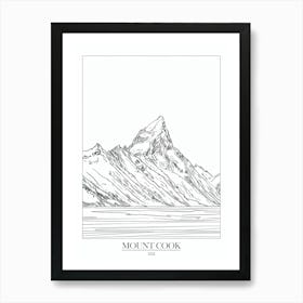 Mount Cook Usa Line Drawing 5 Poster Art Print