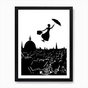 Over the Rooftops with Mary Art Print