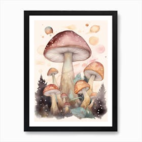 Magic Spring Mushrooms Illustration Art Print