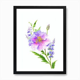 Delphinium Watercolour Flower Art Print