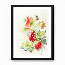 Alpine Strawberries, Plant, Storybook Watercolours 2 Art Print