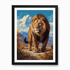 Lion In The Mountains Art Print