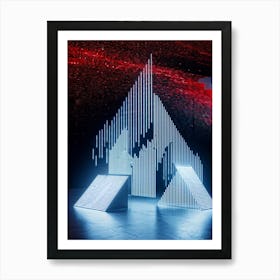 Abstract Cyber Concept Retro Futuristic Geometric Shapes Dots And Lines Creating A Digital Wave I (1) 2 Art Print