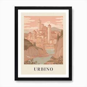 Urbino Vintage Pink Italy Poster Art Print