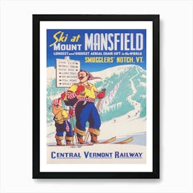 Ski At Mount Mansfield Vermont Vintage Ski Poster Art Print