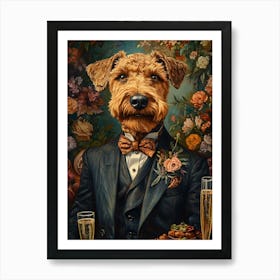 Classy Airedale At The Bar 7 Art Print