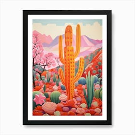 Cactus In The Desert Painting Bishops Cap Cactus 2 Art Print