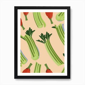 Celery Pattern Vegetable Illustration Art Print