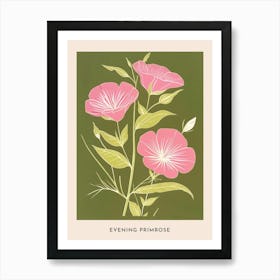 Pink & Green Evening Primrose 1 Flower Poster Art Print