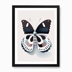 White Admiral Butterfly Scandi Cartoon Art Print