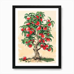 Peach Tree Storybook Illustration 2 Art Print