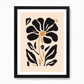 Flower In Black And Yellow Art Print