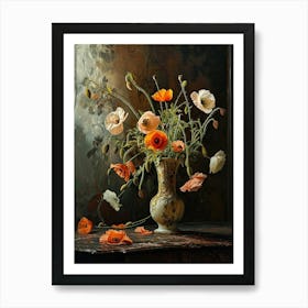 Baroque Floral Still Life Poppy 2 Art Print