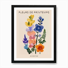 Spring Floral French Poster  Aconitum 2 Art Print