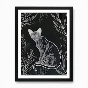 Devon Rex Cat Minimalist Illustration 3 Art Print