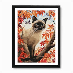 Tokinese Cat Relief Illustration 2 Art Print