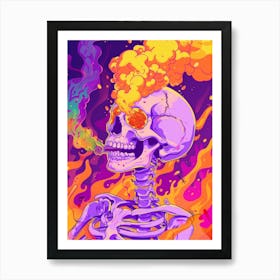 Skeleton Smoking A Cigarette Art Print