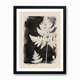 Black Fern, Botanical Art, Minimalist, Cottage Core 2 Art Print