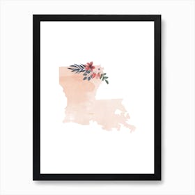 Louisiana Watercolor Floral State Art Print