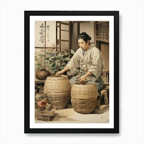 Basketry Work By The Craftsman Ichida Shshichir Of Nan Art Print