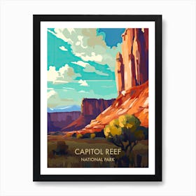 Capitol Reef National Park Travel Poster Illustration Style 2 Art Print