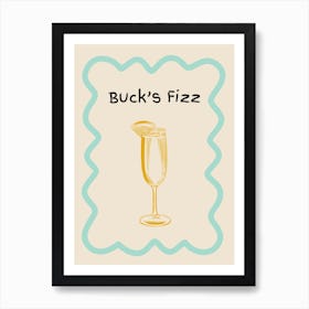 Bucks Fizz Doodle Poster Teal & Orange Art Print