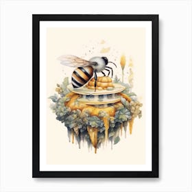 Drone Bee Beehive Watercolour Illustration 4 Art Print