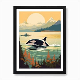 Icy Orca Whale With Snowy Mountains Art Print