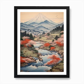 Yatsugatake Mountains In Yamanashi, Ukiyo E Drawing 3 Art Print