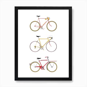 Three Vintage Bicycles Art Print